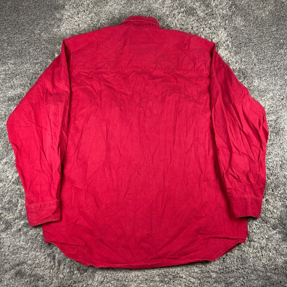 Vintage Levi's Button Down Shirt Mens Large Red Cotton Twill Long Sleeve Red Tab - Picture 11 of 12